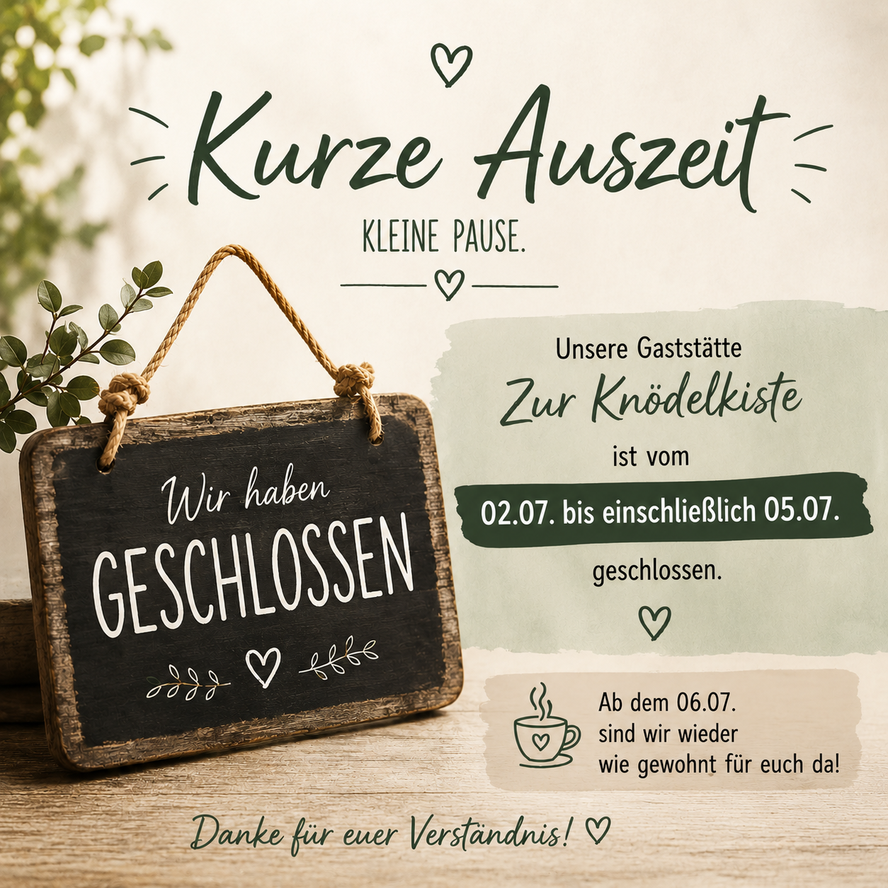 Auszeit 2.7.-5.7.2026